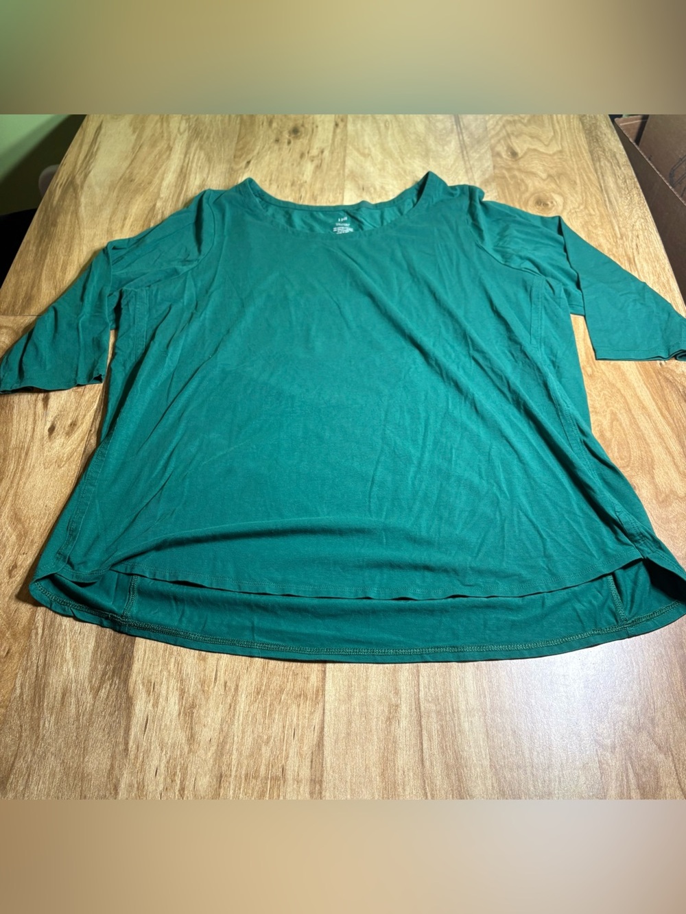 J Jill Green Luxe Supima A-Line Tunic 3/4 Sleeve Tee Top Womens Size XL Petite